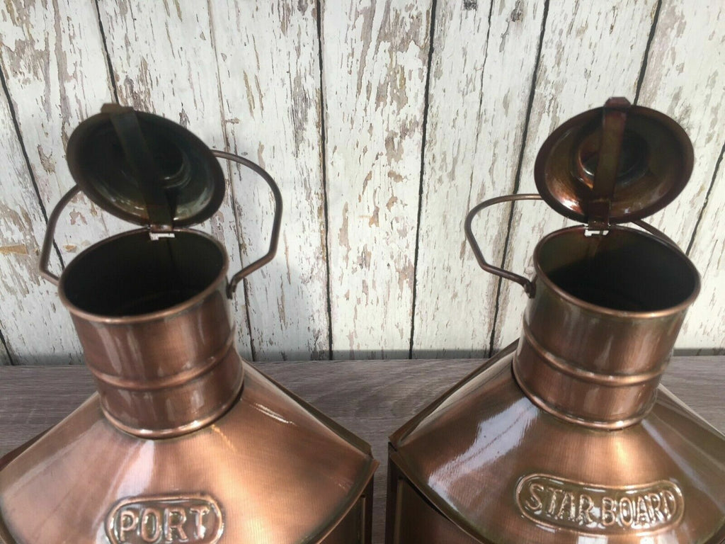 Antique Brass Finish Port & Starboard Lanterns Nautical Oil Lamps Ship Boat - Retro Handicrafts