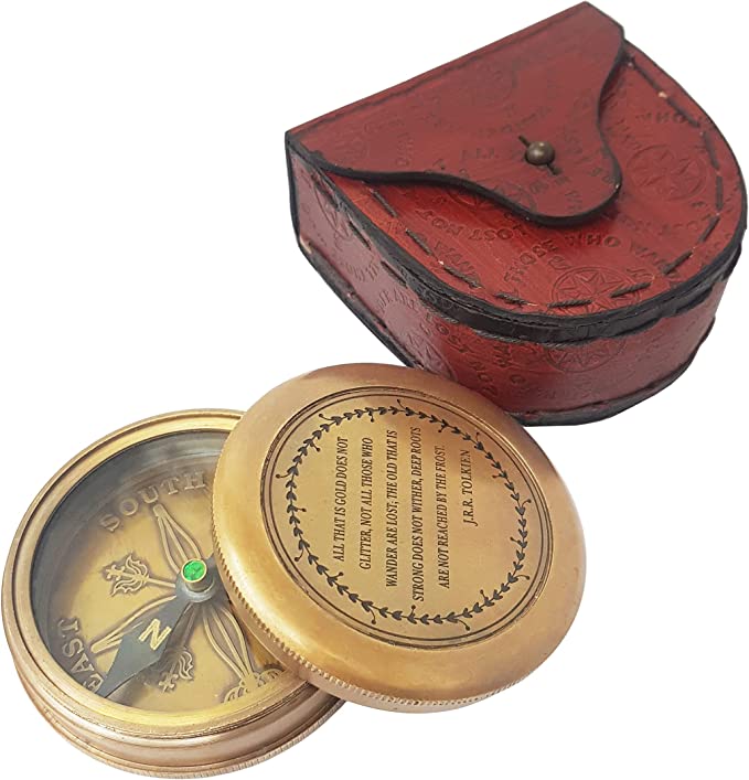Antique-style compass with engraved Scout Oath, a great gift for scouts and explorers