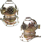 Antique Marine Mini Diving Helmet Replica Mark Us Navy Nautical Copper and Brass - Retro Handicrafts