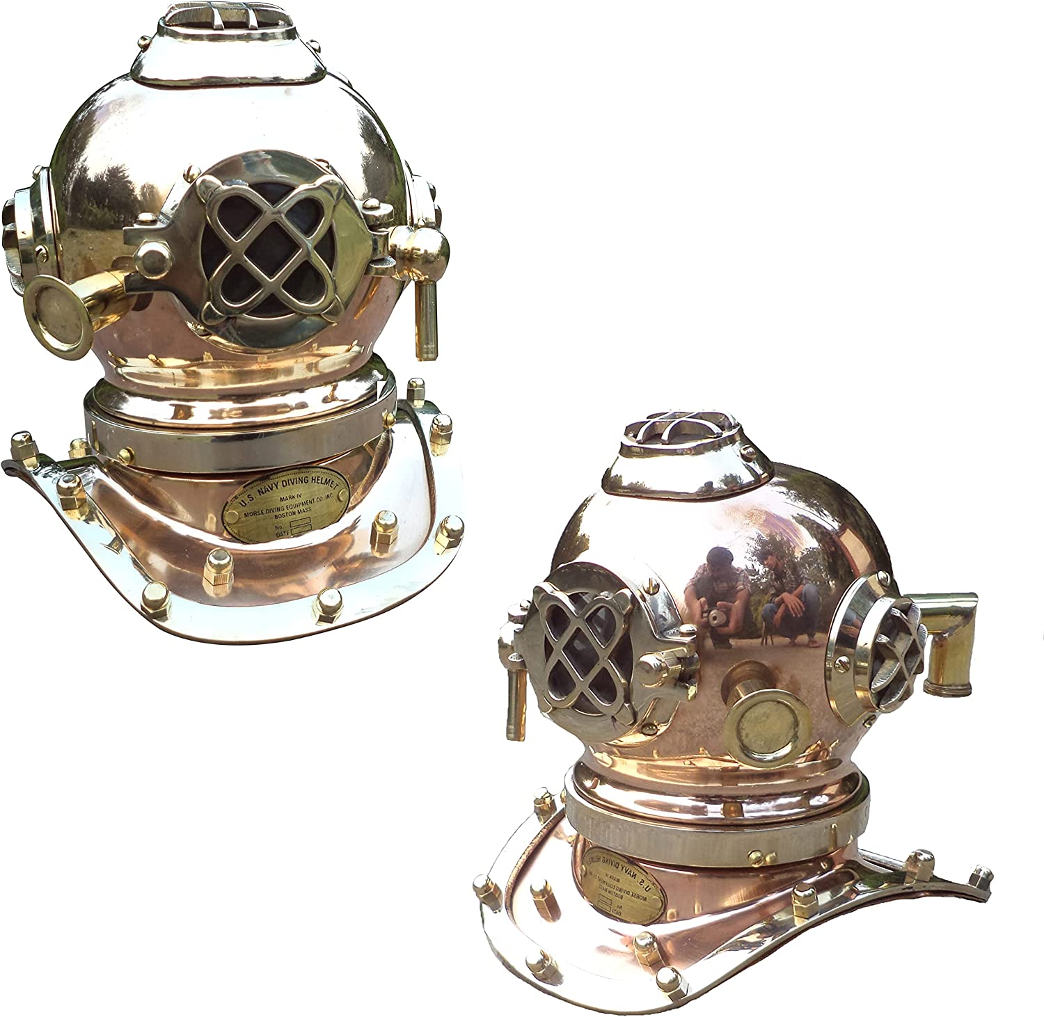Antique Marine Mini Diving Helmet Replica Mark Us Navy Nautical Copper and Brass - Retro Handicrafts