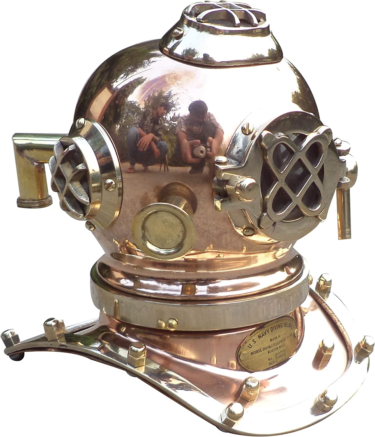 Antique Marine Mini Diving Helmet Replica Mark Us Navy Nautical Copper and Brass - Retro Handicrafts