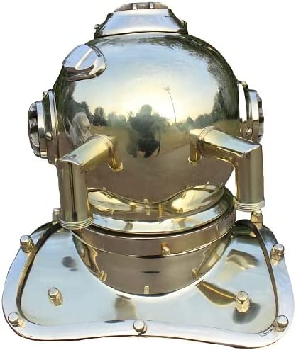 Antique Marine Mini Diving Helmet Replica Mark Us Navy Nautical Full Brass - Retro Handicrafts