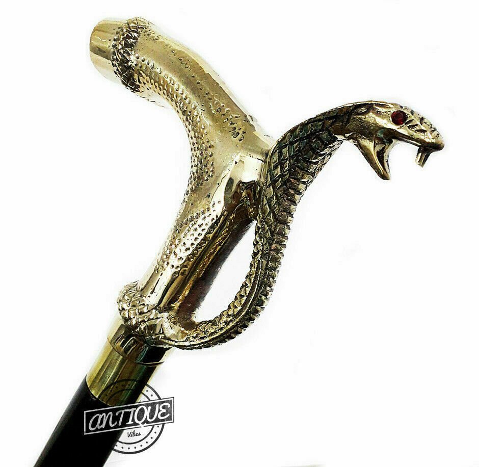 Antique Nautical Gift HEAD Brass Victorian Design Wooden Walking Cane Stick item - Retro Handicrafts