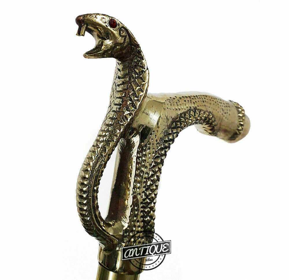 Antique Nautical Gift HEAD Brass Victorian Design Wooden Walking Cane Stick item - Retro Handicrafts