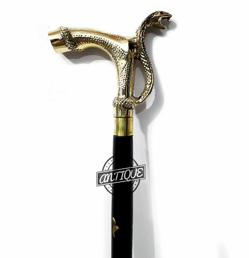 Antique Nautical Gift HEAD Brass Victorian Design Wooden Walking Cane Stick item - Retro Handicrafts