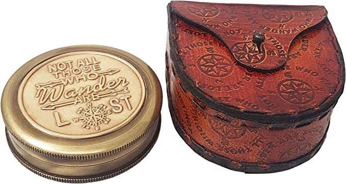 Antique replica magnetic compass made of brass, a classic and functional gift for adventurers.