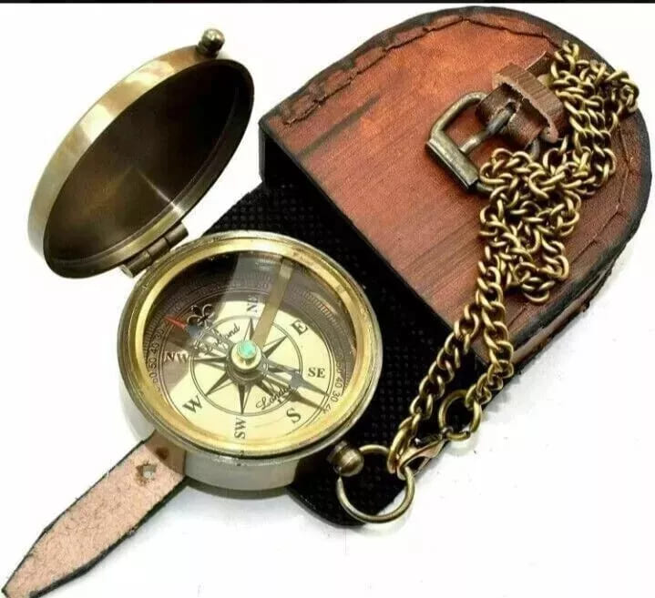 Antique Vintage Brass Pocket Compass – Nautical Marine Gift - Retro Handicrafts