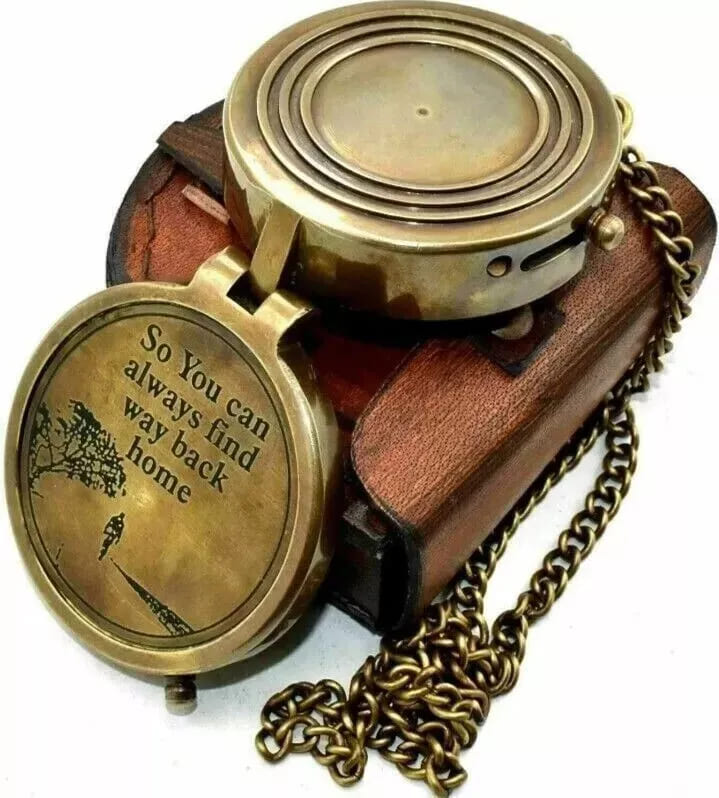 Antique Vintage Brass Pocket Compass – Nautical Marine Gift - Retro Handicrafts