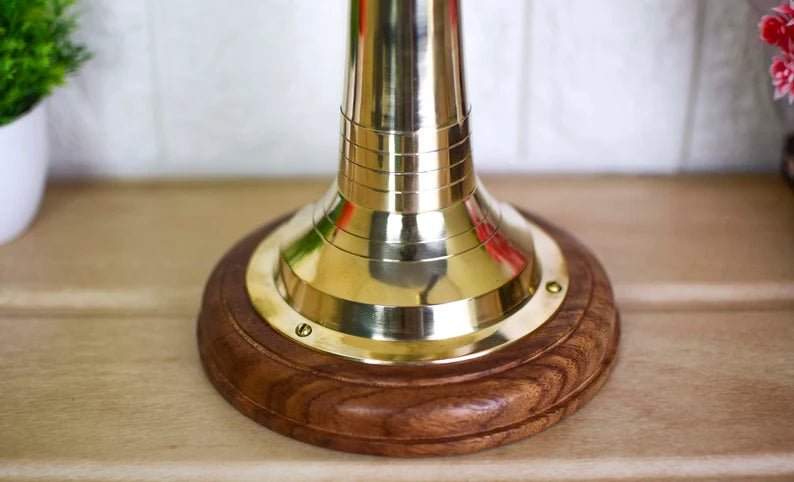 Big Telegraph Handcrafted, Brass Engine Room Order Telegraph, Bell Sound Lever Movement Wooden - Retro Handicrafts