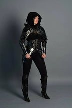 Black Lady Armour Suit, Medieval Female Fantasy Costume - Retro Handicrafts