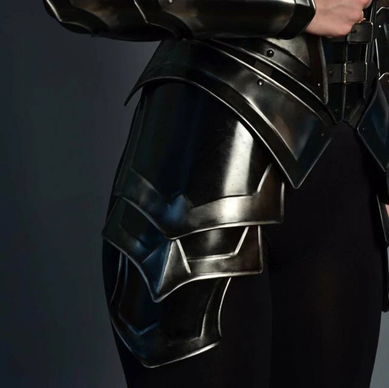 Black Lady Armour Suit, Medieval Female Fantasy Costume - Retro Handicrafts