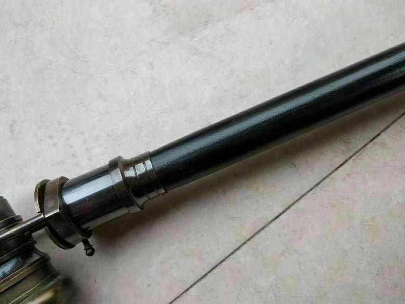 Black Spyglass Steampunk Victorian Roman Spy Brass Telescope Walking Cane - Retro Handicrafts