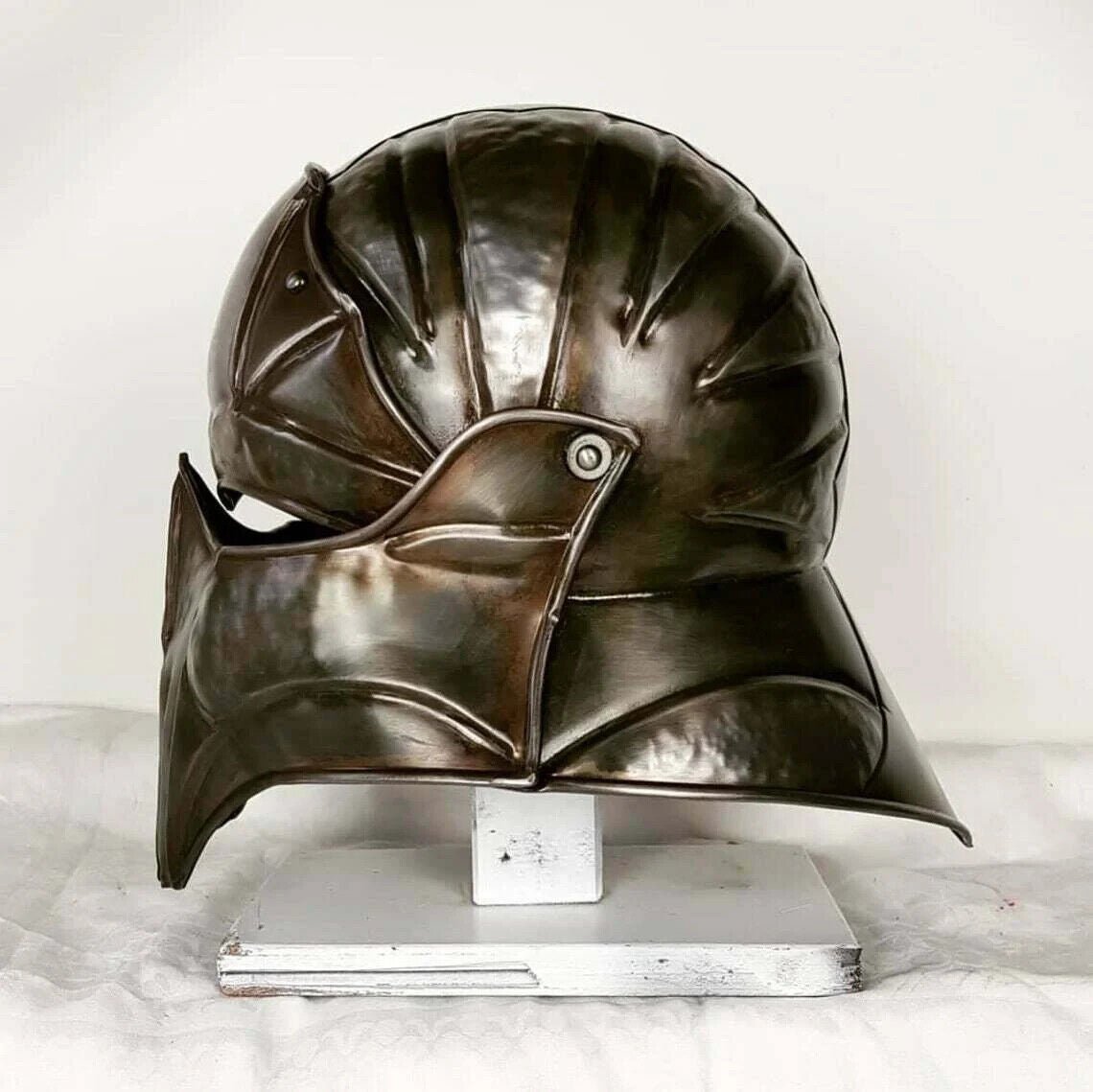 Blackened 18 Gauge Steel Medieval Demonic Face Vader Sallet Helmet1 halloween - Retro Handicrafts
