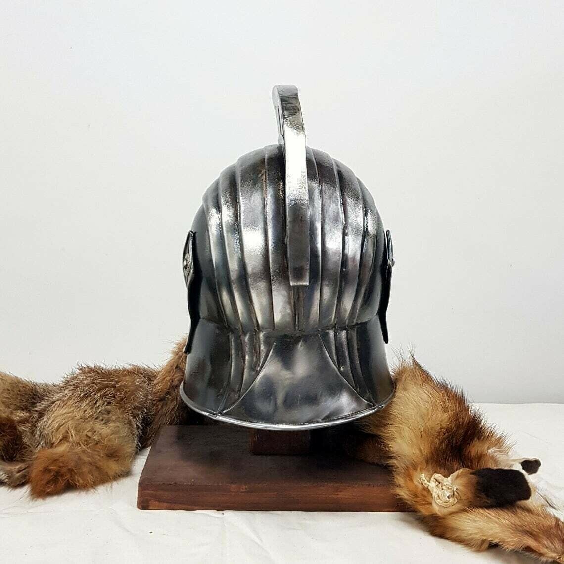 Blackened 18 Gauge Steel Medieval Legionnaire Fantasy Helmet - Retro Handicrafts