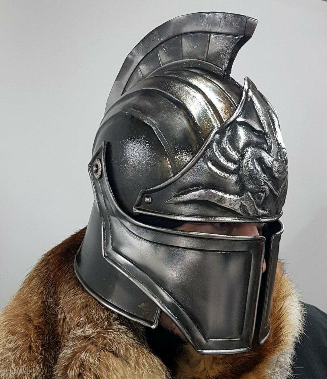 Blackened 18 Gauge Steel Medieval Legionnaire Fantasy Helmet - Retro Handicrafts