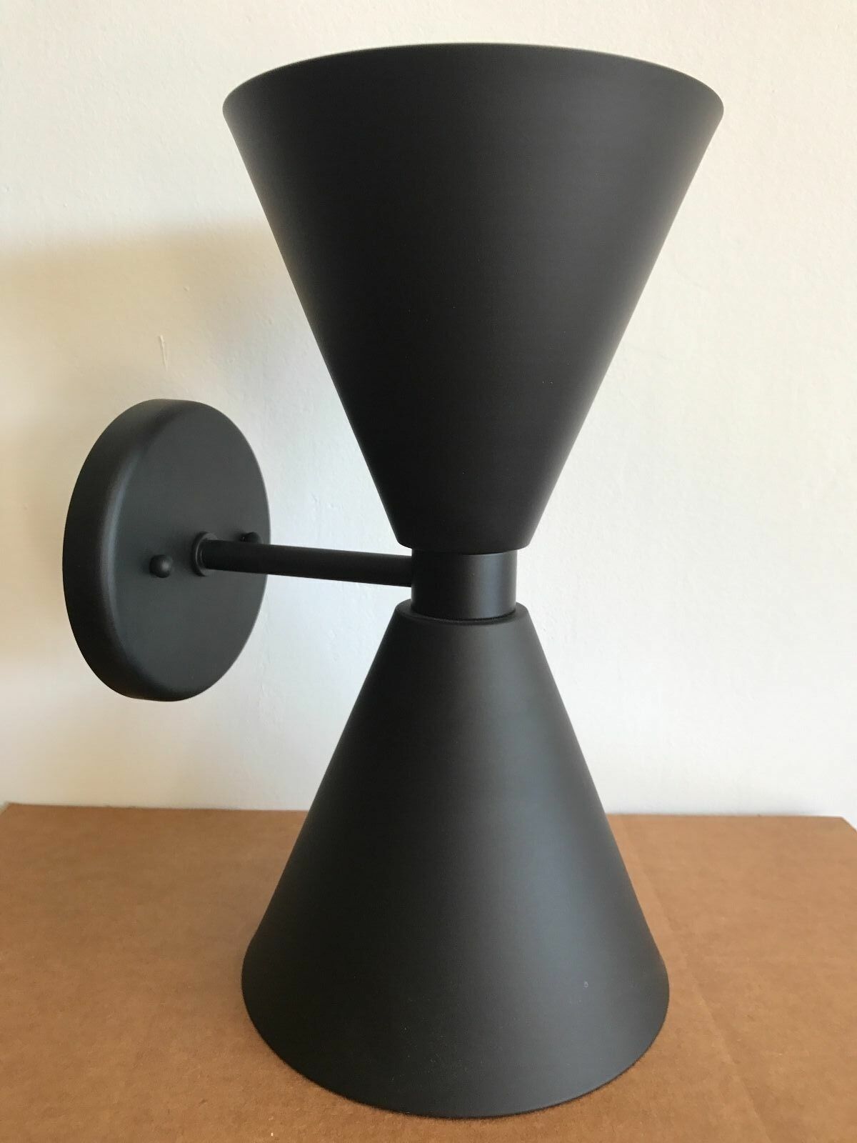 Bow Tie Black Wall Sconce Double Shade Mid Century Modern Brass Wall Fixture - Retro Handicrafts