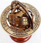 Brass Armillary Sphere Astrolabe On Wooden Base Maritime Nautical & Collectible - Retro Handicrafts