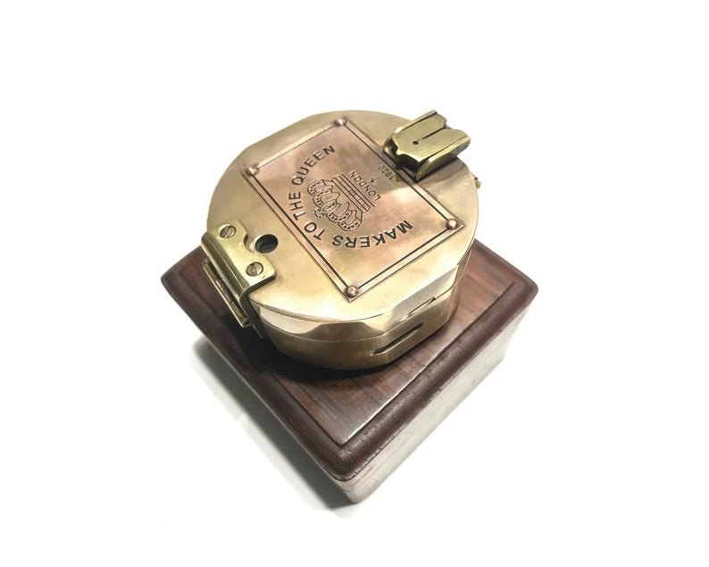 Personalized brass Brunton compass, perfect for engraving as a thoughtful gift for husbands or marine lovers.