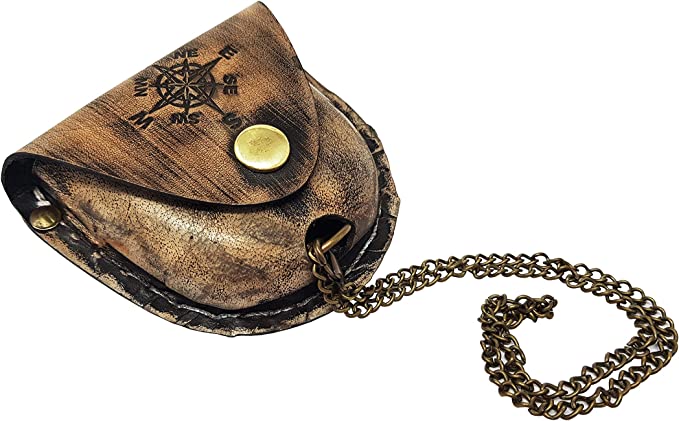 Size dimensions of Antique Brass Pocket Compass: 2.36 x 1.93 x 0.63 inches for easy portability.