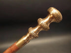 Engraved Brass Handle of Antique Old Brass Rope Spiral Walking Stick
