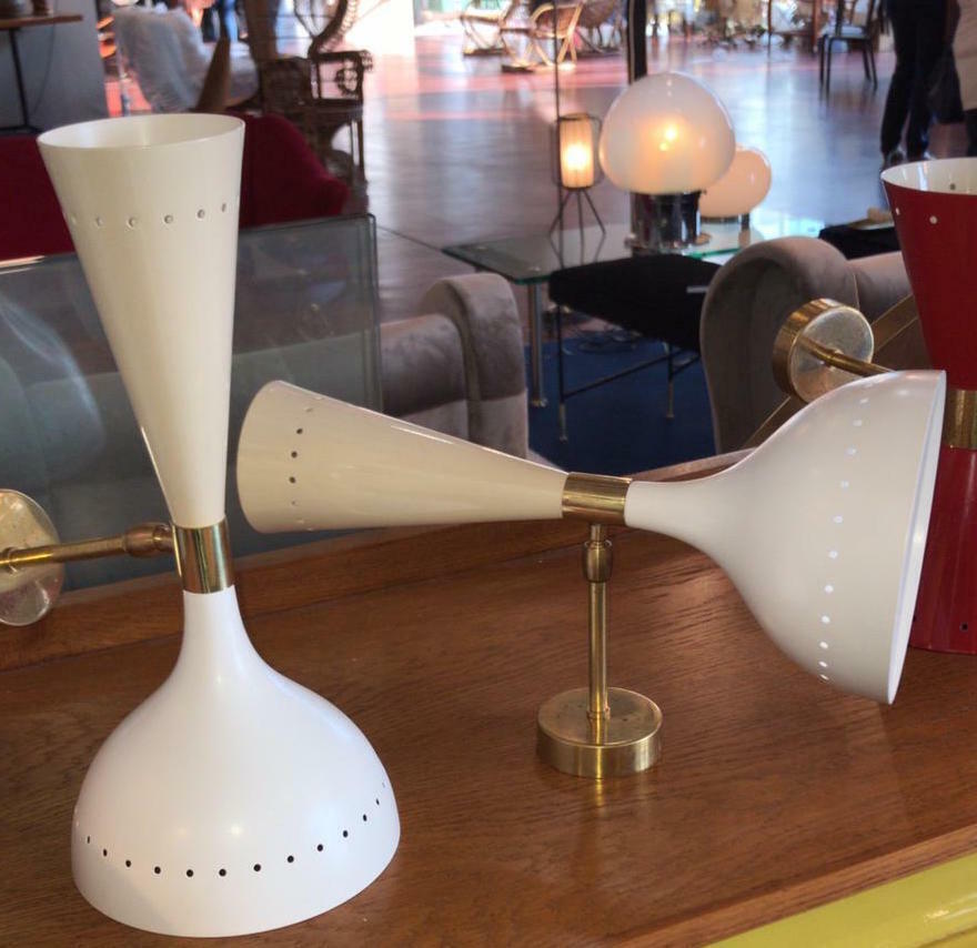 Brass Mid Century Italian Wall Sconce Brass Wall Light Wall Fixture pair - Retro Handicrafts