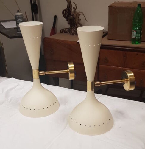 Brass Mid Century Italian Wall Sconce Brass Wall Light Wall Fixture pair - Retro Handicrafts
