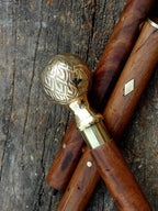 Removable Brass Ring on Victorian Apple Puma Walking Stick