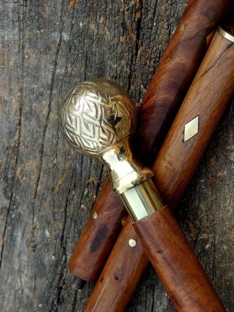Removable Brass Ring on Victorian Apple Puma Walking Stick
