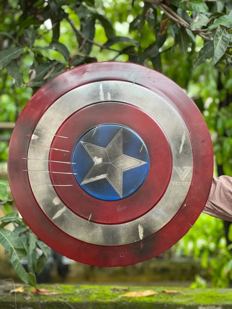 Captain America damaged Shield - Metal Prop Replica - screen Accurate Marvel Captain America's Shield - Retro Handicrafts