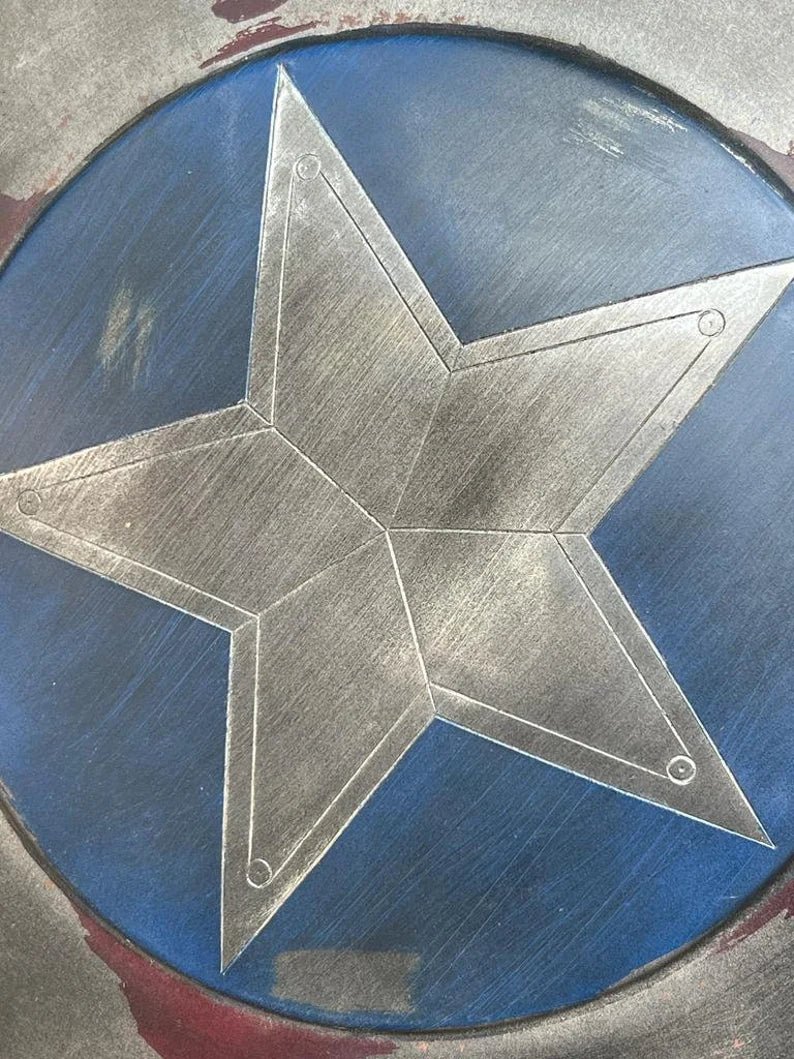 Captain America Shield Original Battle Damage 1:1 Scale Full Size Handmade (Battle Damage) - Retro Handicrafts