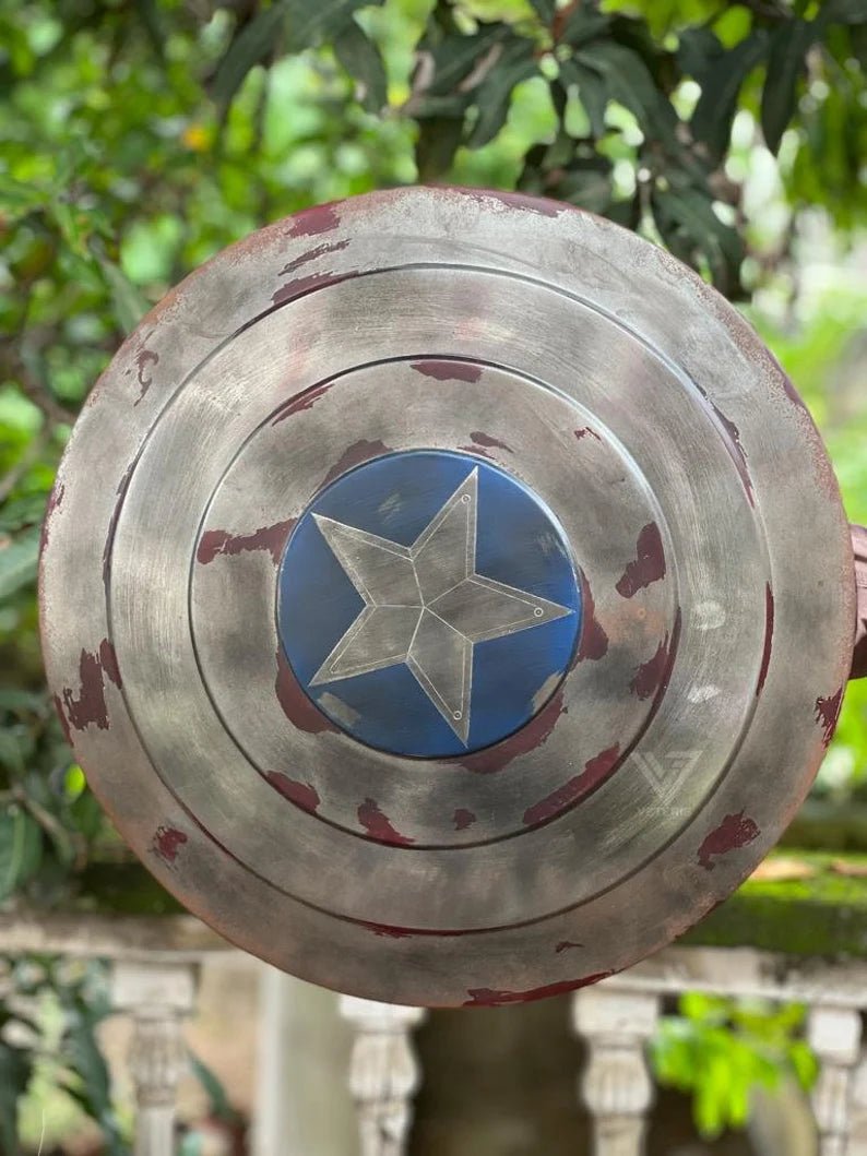 Captain America Shield Original Battle Damage 1:1 Scale Full Size Handmade (Battle Damage) - Retro Handicrafts