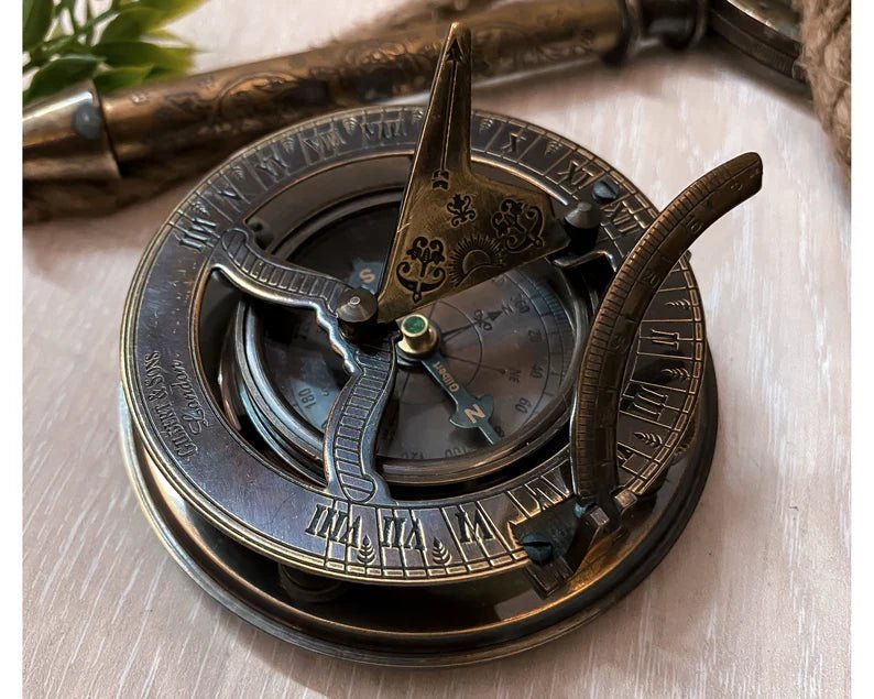  Personalized sundial compass keepsake, a perfect Christmas gift with custom engraving options.