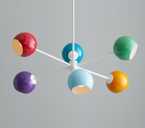 Colorful Globe Chandelier Mid Century Modern Brass Ceiling Lamps Lighting Fixture - Retro Handicrafts