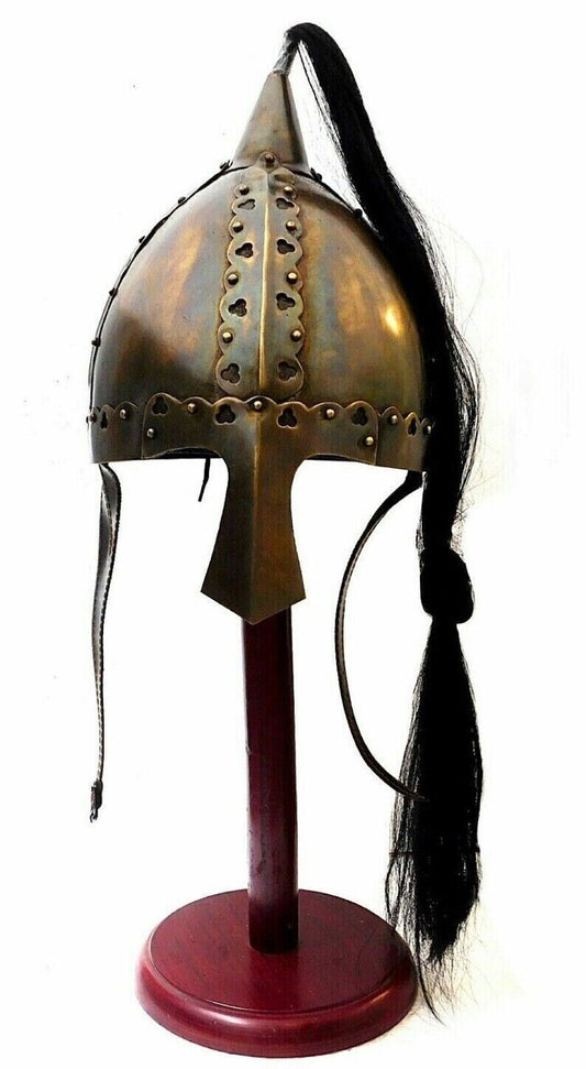 Costume Medieval Viking Mask Armor Roman Knight Larp SCA Helmet With Stand Decor - Retro Handicrafts