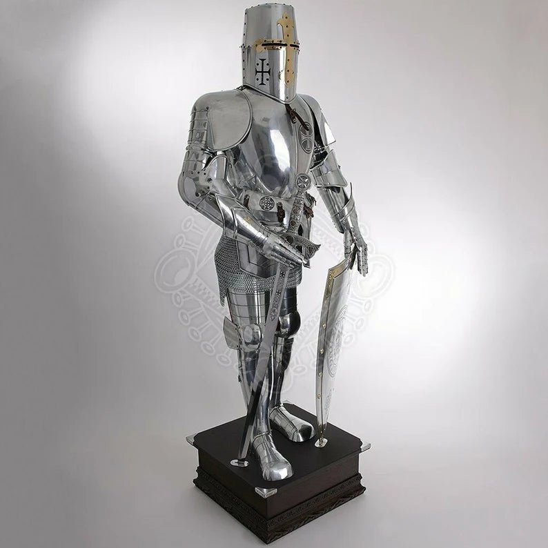 Crusader Armor, Steel Medieval Knight Templar Full Suit Of Armor - Retro Handicrafts