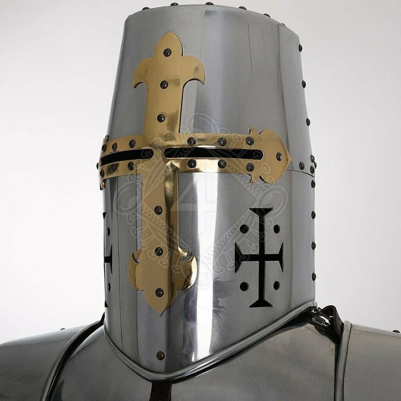 Crusader Armor, Steel Medieval Knight Templar Full Suit Of Armor - Retro Handicrafts