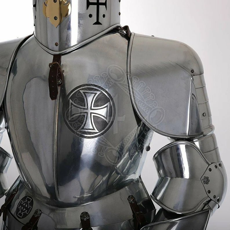 Crusader Armor, Steel Medieval Knight Templar Full Suit Of Armor - Retro Handicrafts