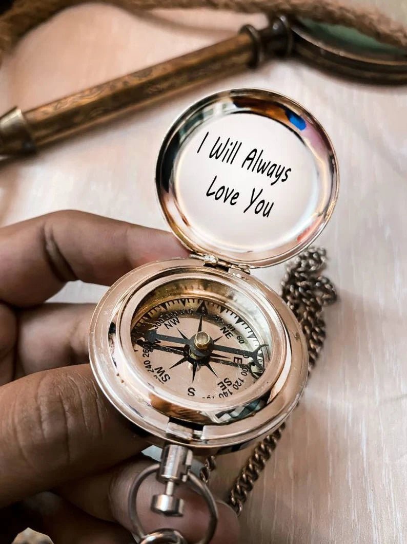 Personalized compass with logo engraving, unique custom gift for special occasions