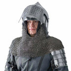 Custom SCA HNB 18 Gauge Steel Medieval Combat Bascinet Helmet W Aventail. - Retro Handicrafts