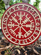 Decorative 24-Inch Viking Shield for Cosplay - Handmade Wooden Shield