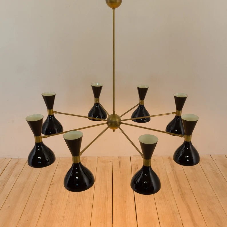 Diabolo Italian Chandelier Style Stilnovo Mid Century 8 Arms Sputnik Ceiling Lights - Retro Handicrafts