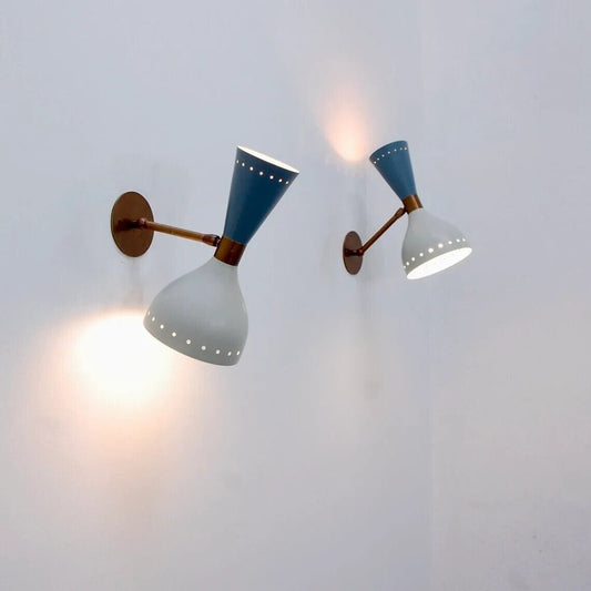 Diabolo Wall Sconce Italian Modern Stilnovo Style Set of Two Wall Light lamps - Retro Handicrafts