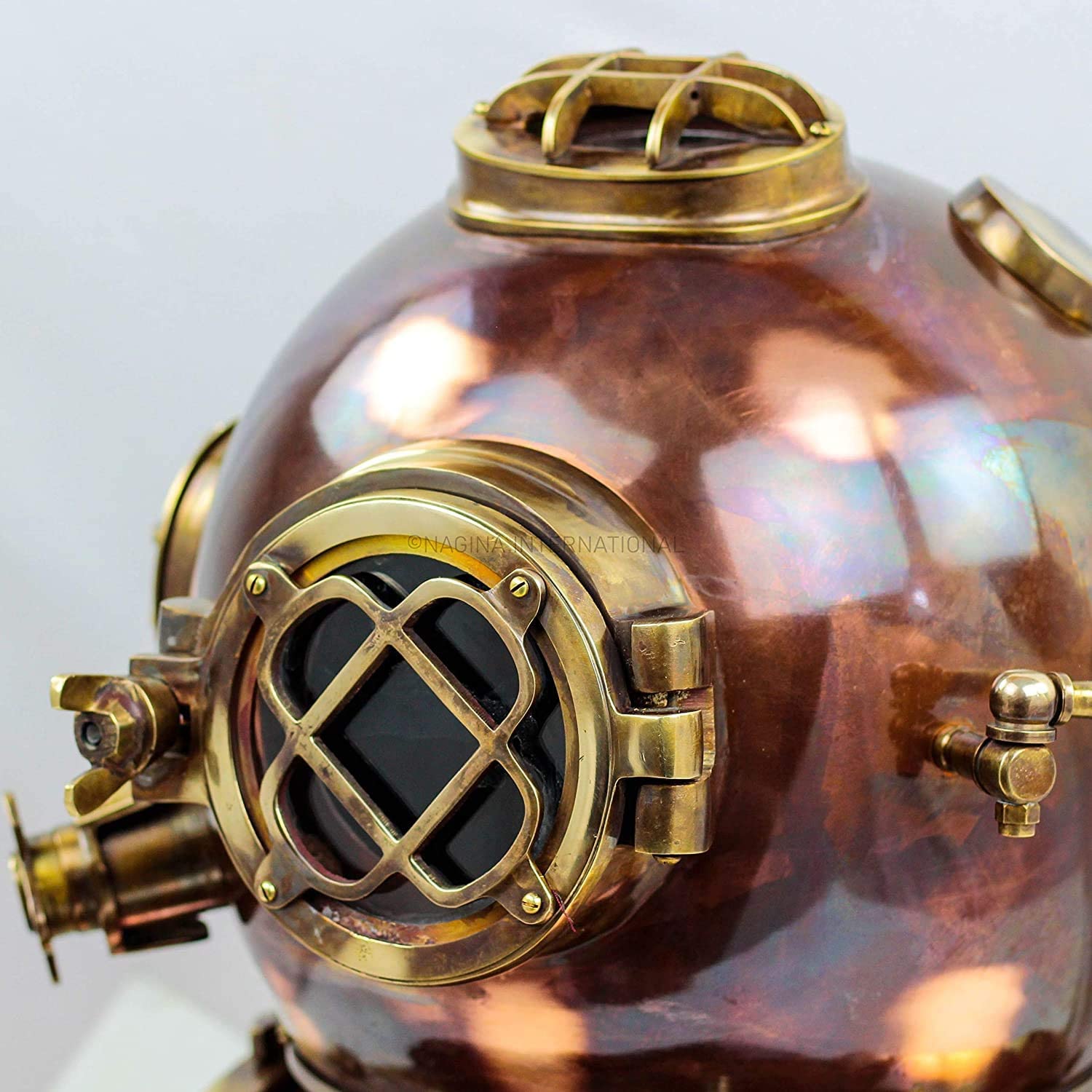 Divers Helmet Solid Steel & Brass Scuba Diving Helmet 18" W/Base - Retro Handicrafts