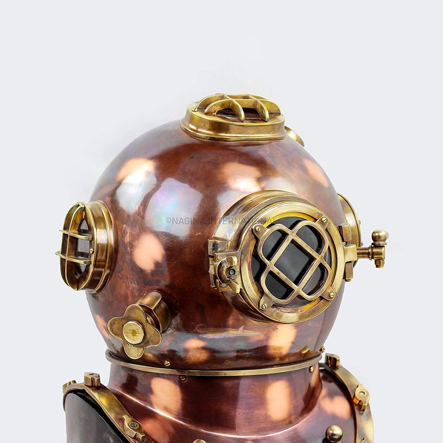 Divers Helmet Solid Steel & Brass Scuba Diving Helmet 18" W/Base - Retro Handicrafts