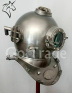 Diving Helmet Antique Silver Boston US Navy Mark V Deep Sea Marine Divers Scuba - Retro Handicrafts