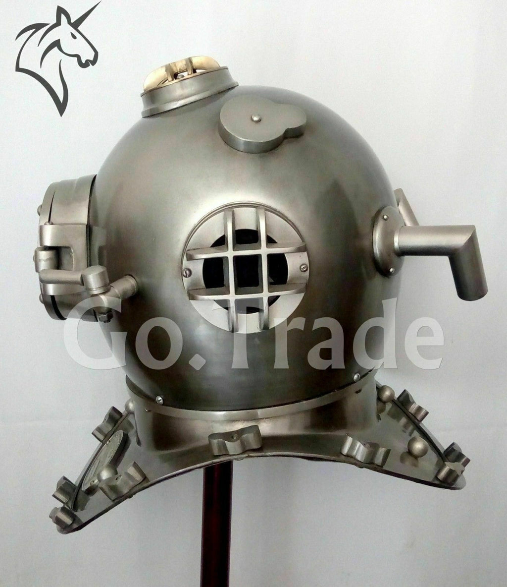 Diving Helmet Antique Silver Boston US Navy Mark V Deep Sea Marine Divers Scuba - Retro Handicrafts