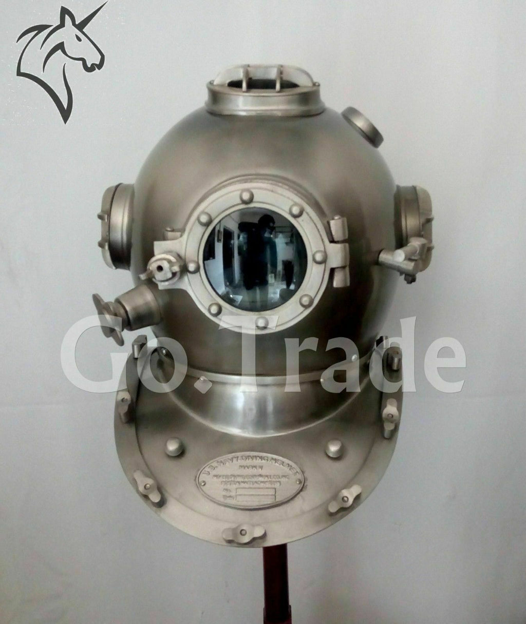 Diving Helmet Antique Silver Boston US Navy Mark V Deep Sea Marine Divers Scuba - Retro Handicrafts