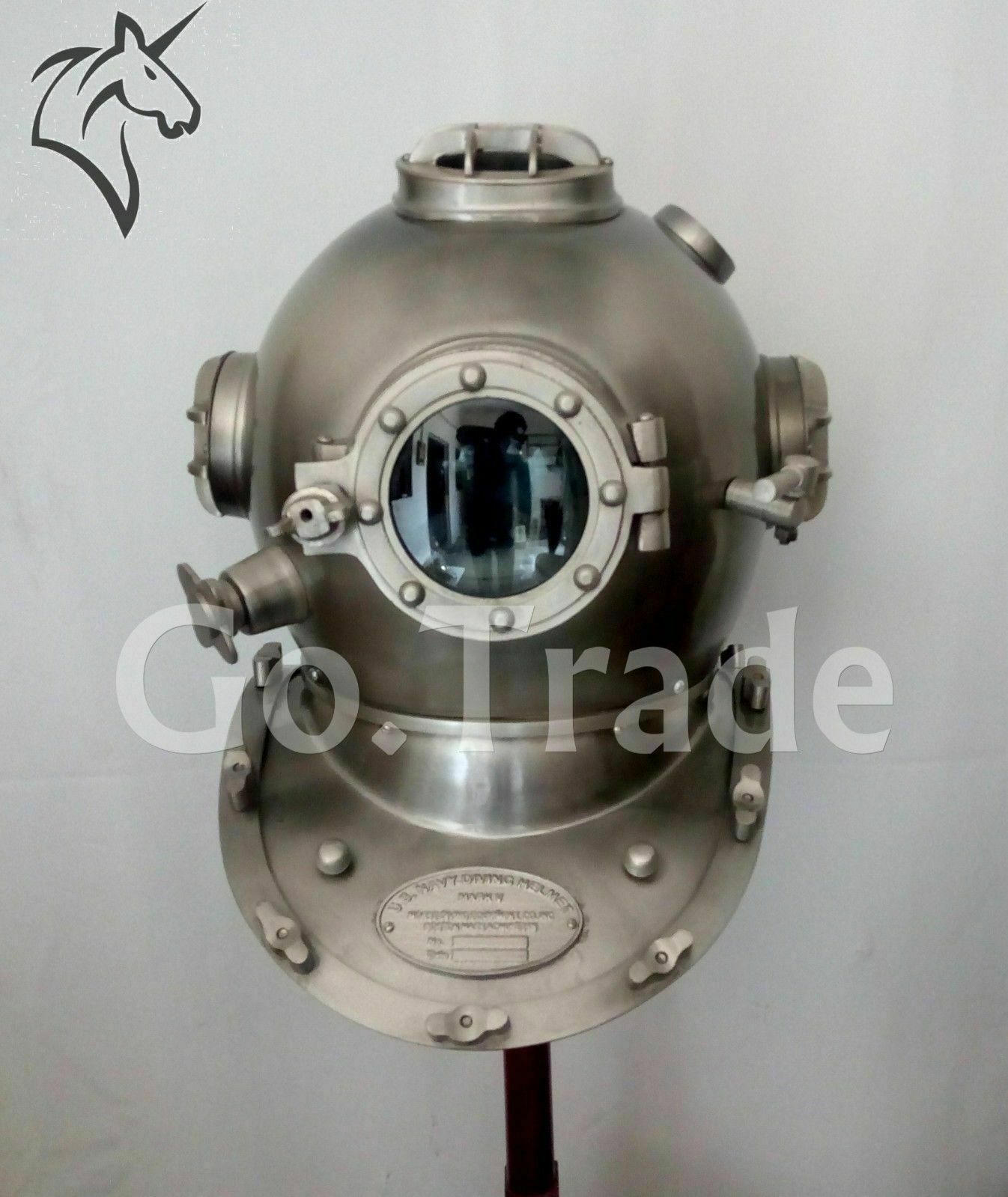 Diving Helmet Antique Silver Boston US Navy Mark V Deep Sea Marine Divers Scuba - Retro Handicrafts