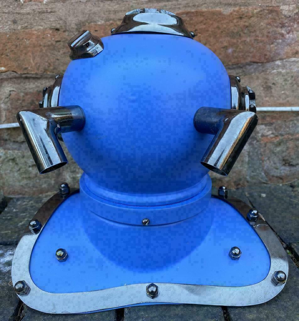 Diving Helmet Blue Mini Silver Deep Sea US Navy Mark V - Retro Handicrafts