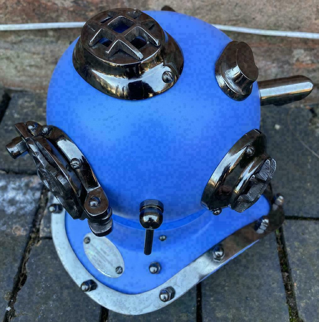 Diving Helmet Blue Mini Silver Deep Sea US Navy Mark V - Retro Handicrafts